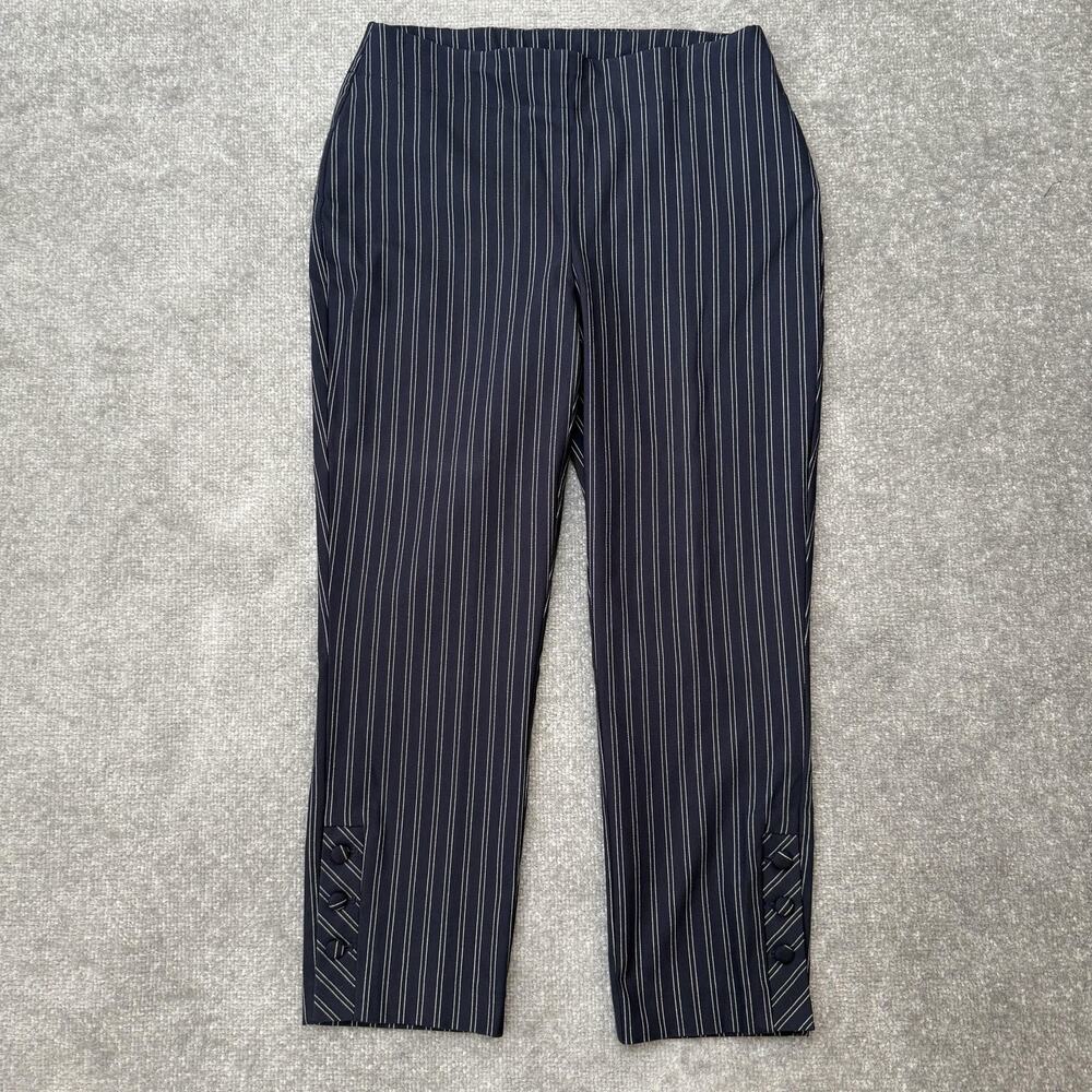 Chicos Pants Womens 0 (US Size 4) Navy Pinstripe Stretch Ankle Dress Work